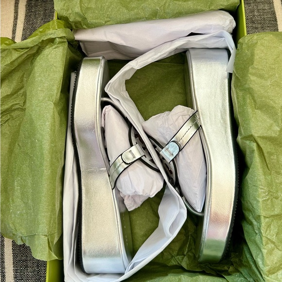 Tory Burch Silver Miller Platform Women's Sandals - Picture 4 of 6